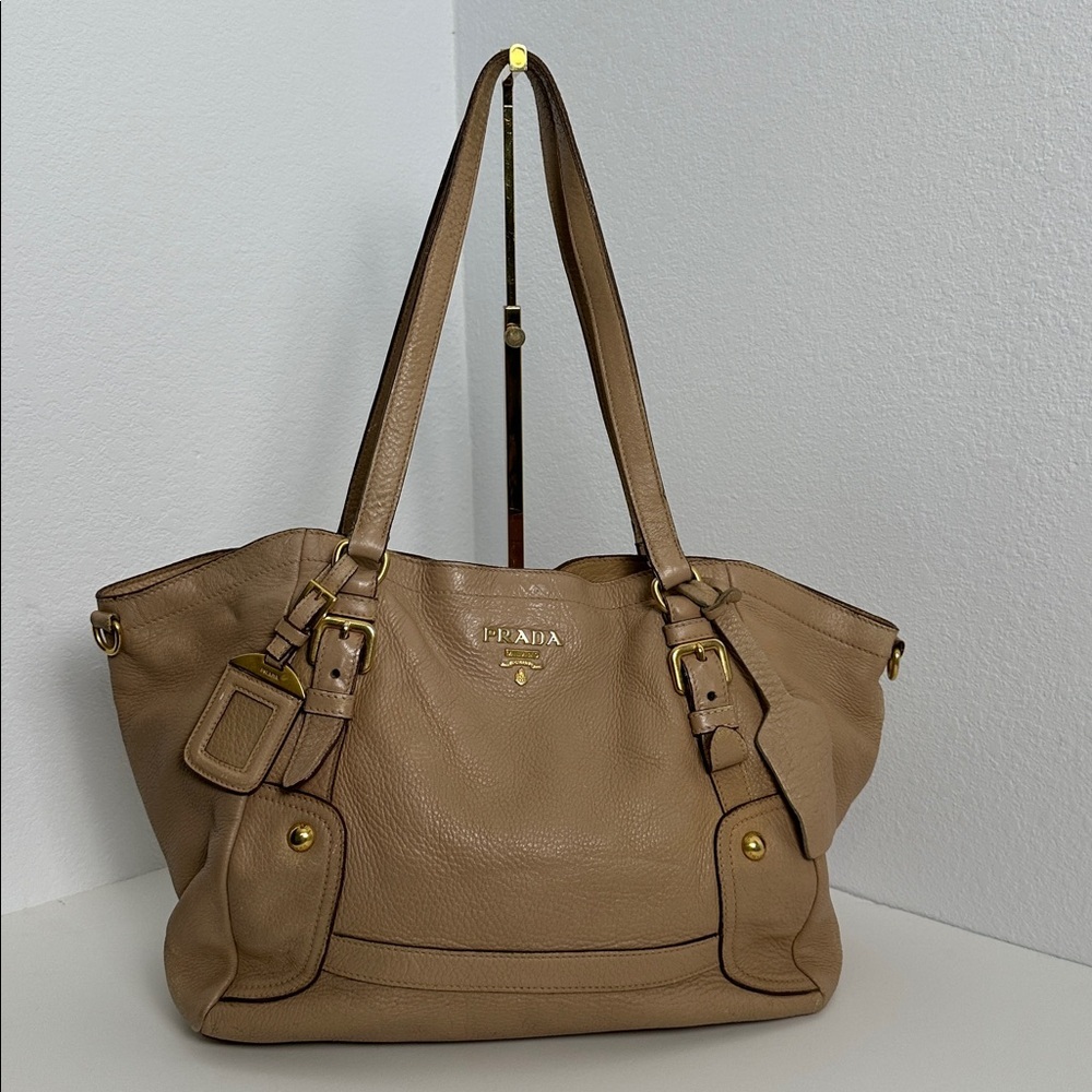 Prada Leather Tote with Gold Hardware